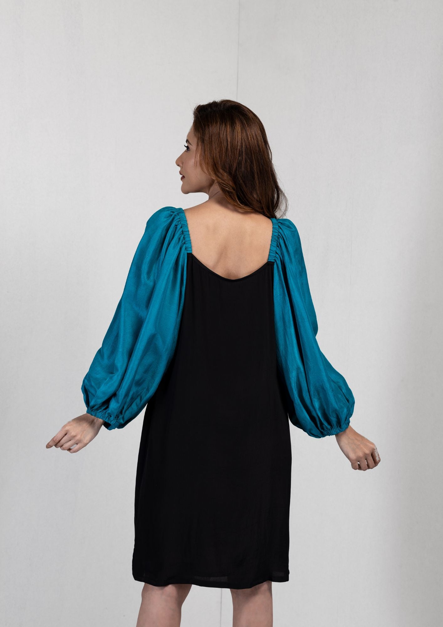 Buy Black Sheer Polka Sleeve Dress Online | The Label Life