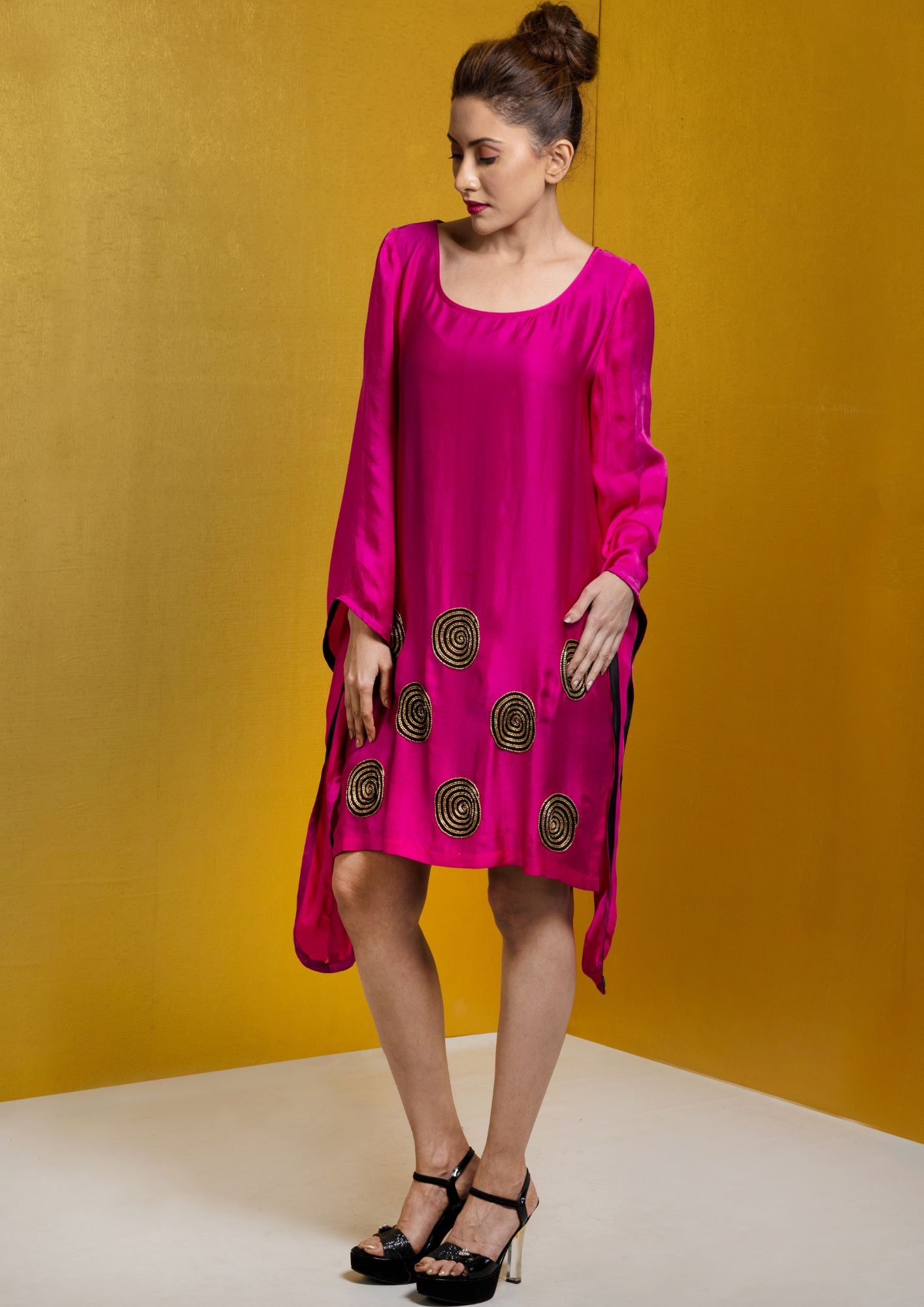 Fuchsia embellished dress