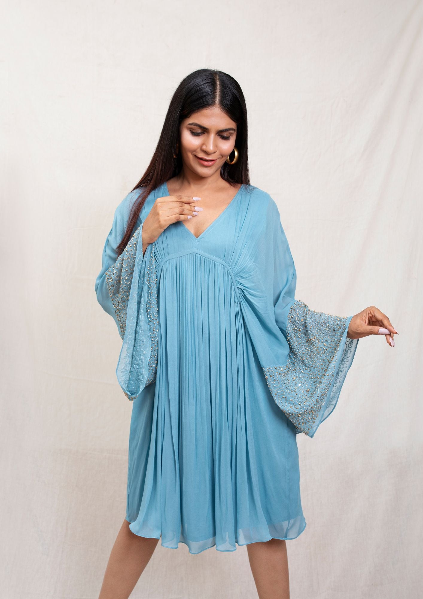 Aqua gold beads boho dress - Natania by Deepika Aqua gold beads boho dress - Natania by Deepika