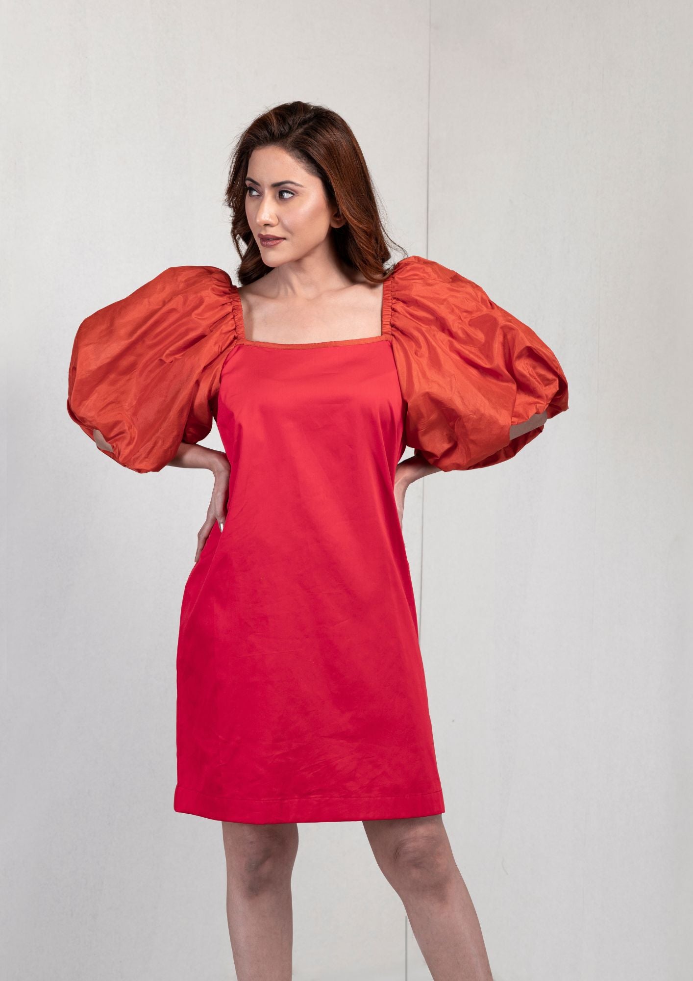 Red balloon sleeve dress - Natania by Deepika Red balloon sleeve dress - Natania by Deepika